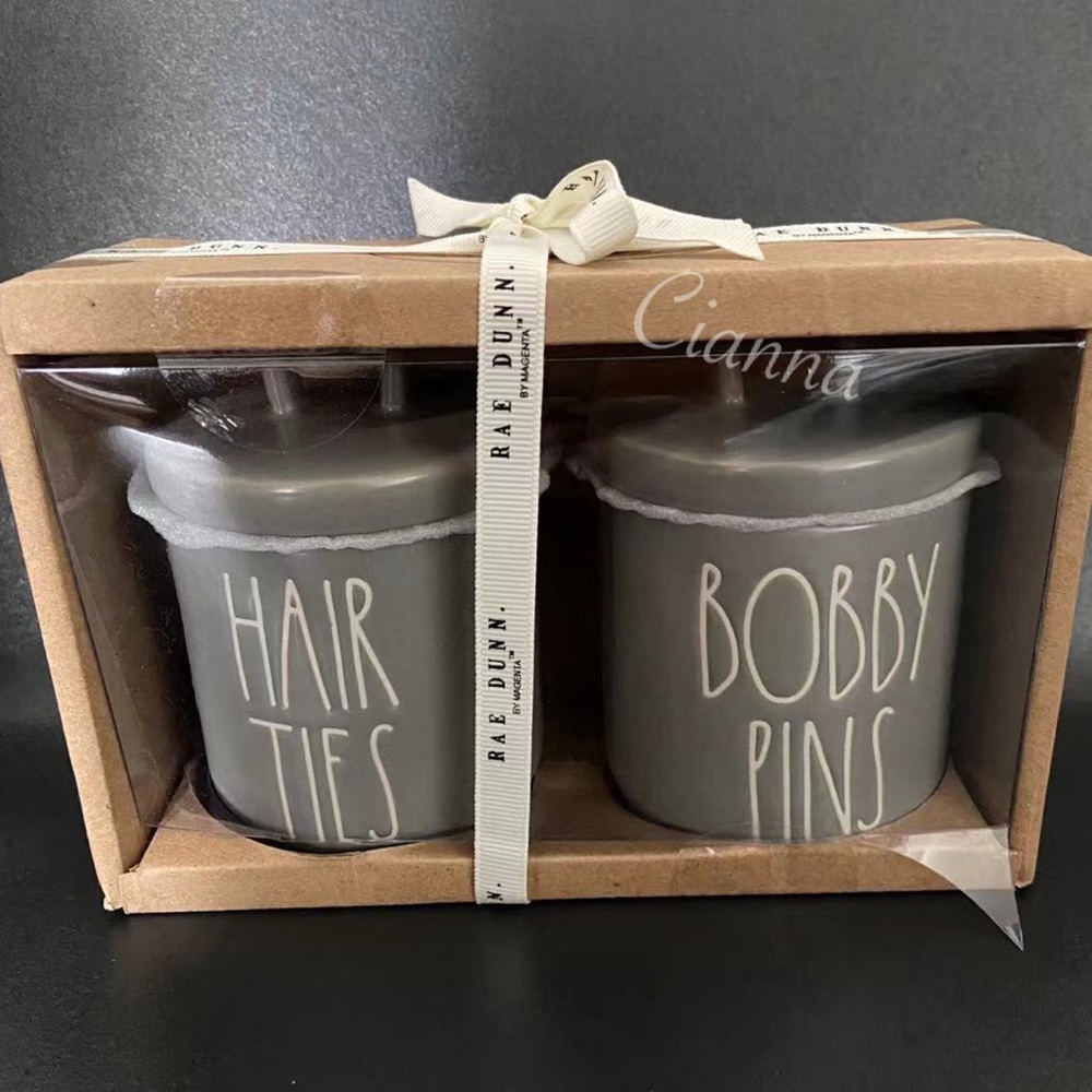 Rae Dunn Gray Hair Ties & Bobby Pins Set